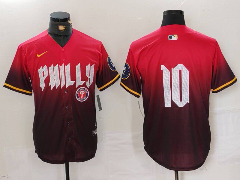 Men Philadelphia Phillies #10 No name Red City Edition 2024 Nike MLB Jersey style 7